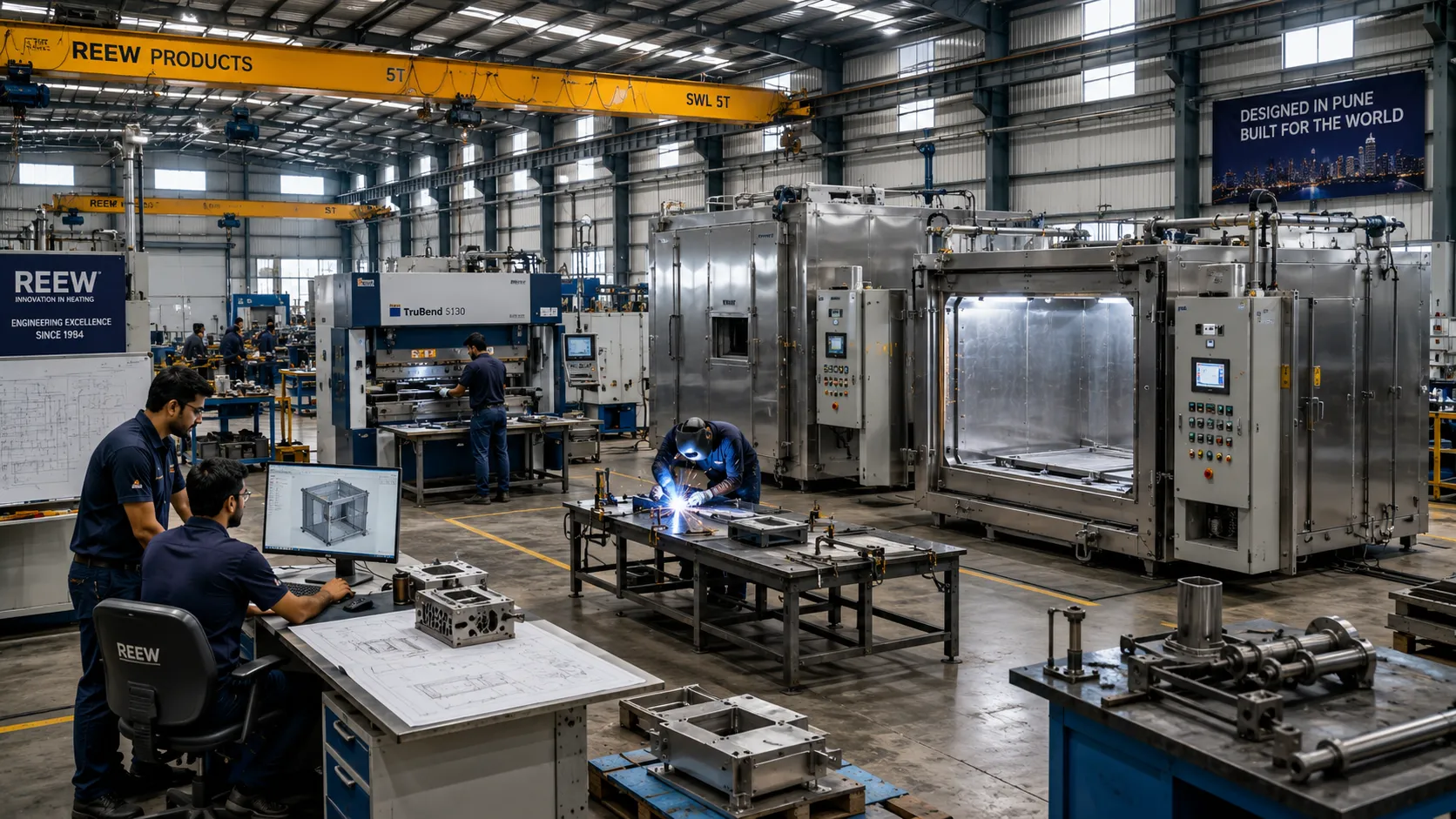 Industrial oven manufacturing facility in Pune India with engineering team