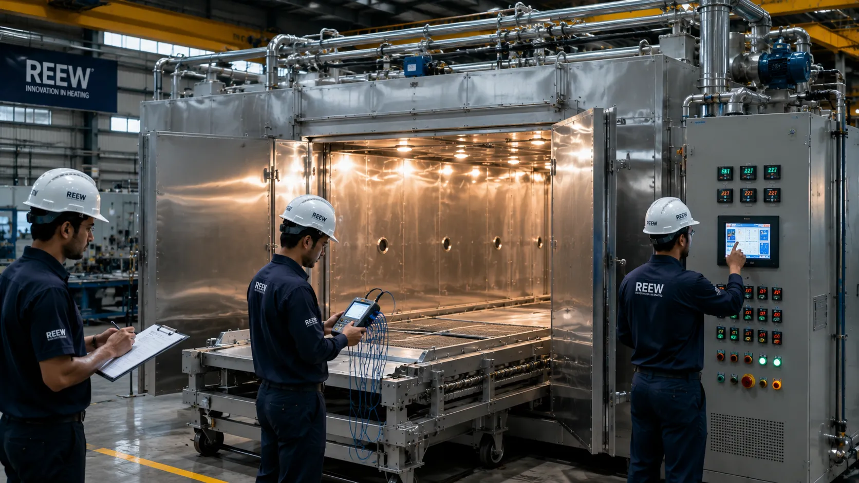 Quality testing process at industrial oven manufacturer facility in India