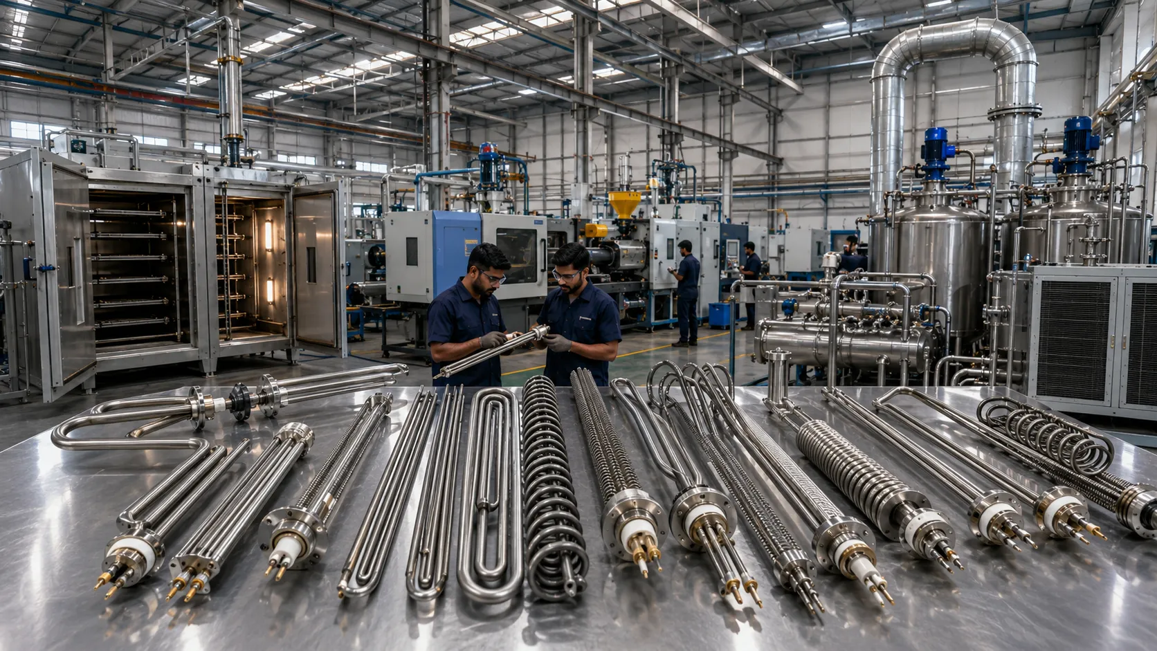 Precision tubular heaters manufactured in India including straight, U-shaped, finned and immersion heating elements for industrial heating applications
